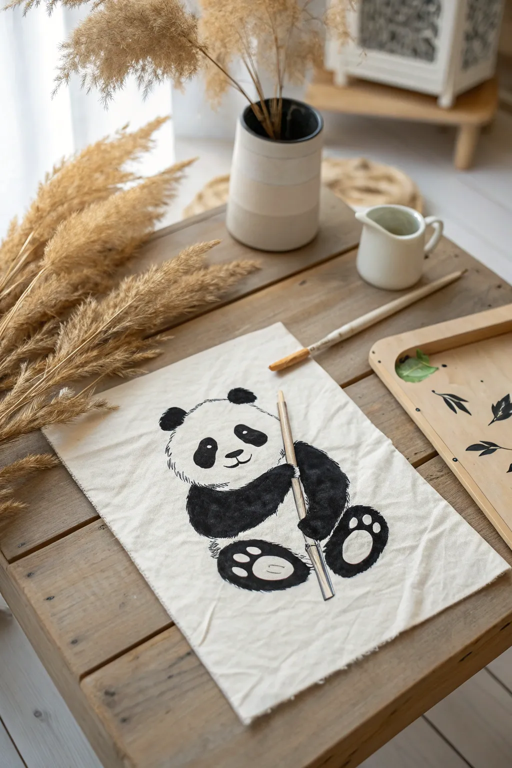 Bring a touch of whimsy to your space with this delightful panda painting, perfect for adding a playful yet sophisticated flair.