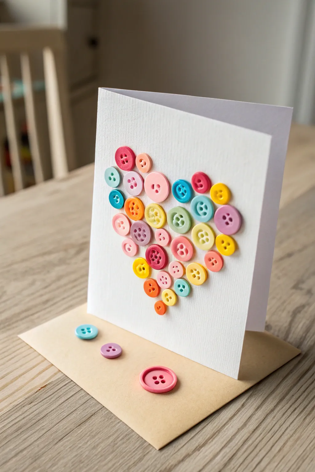 Craft a heartfelt surprise this Father's Day with a button heart card that speaks volumes of love.