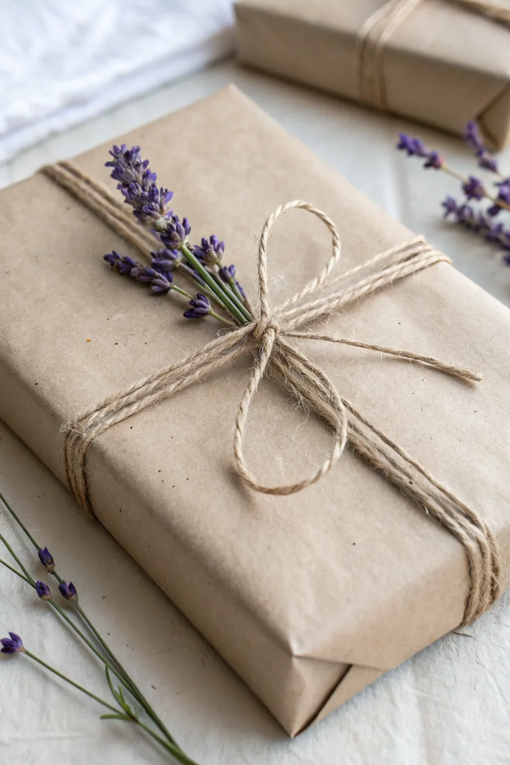 Embrace natural elegance with this charming kraft paper wrap, perfect for adding a touch of rustic beauty to any gift.