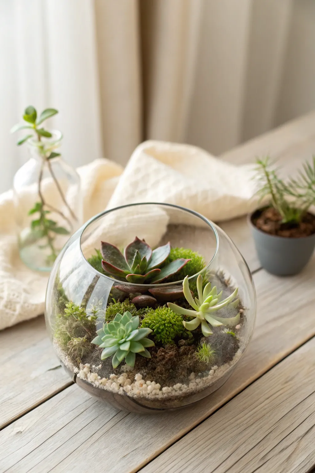 Add a splash of green elegance with a charming mini plant terrarium—perfect for any space!