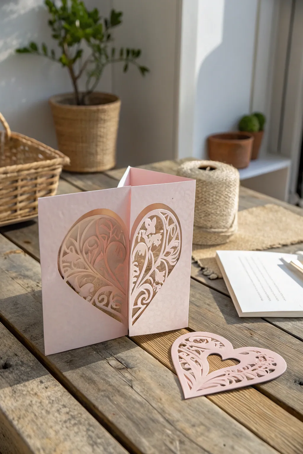Discover the charm of surprise with this heart-shaped pop-up card, a perfect blend of elegance and craftsmanship for Valentine's Day.