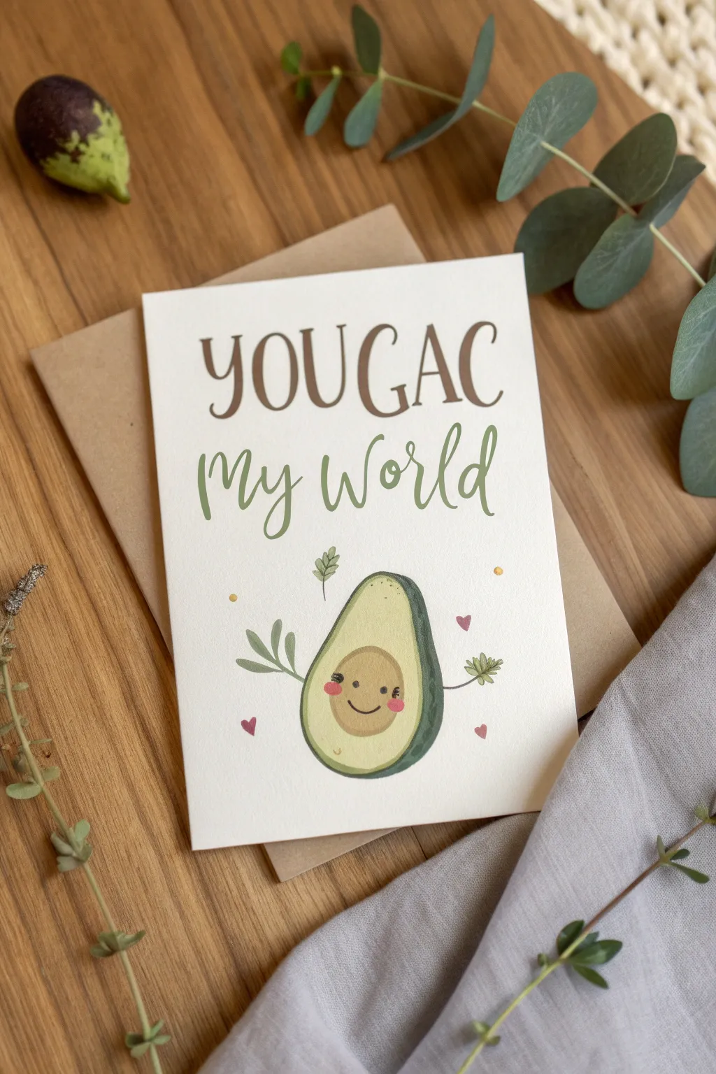 Add a playful twist to your Valentine's Day cards with this adorable avocado design. Perfect for making your friends smile!