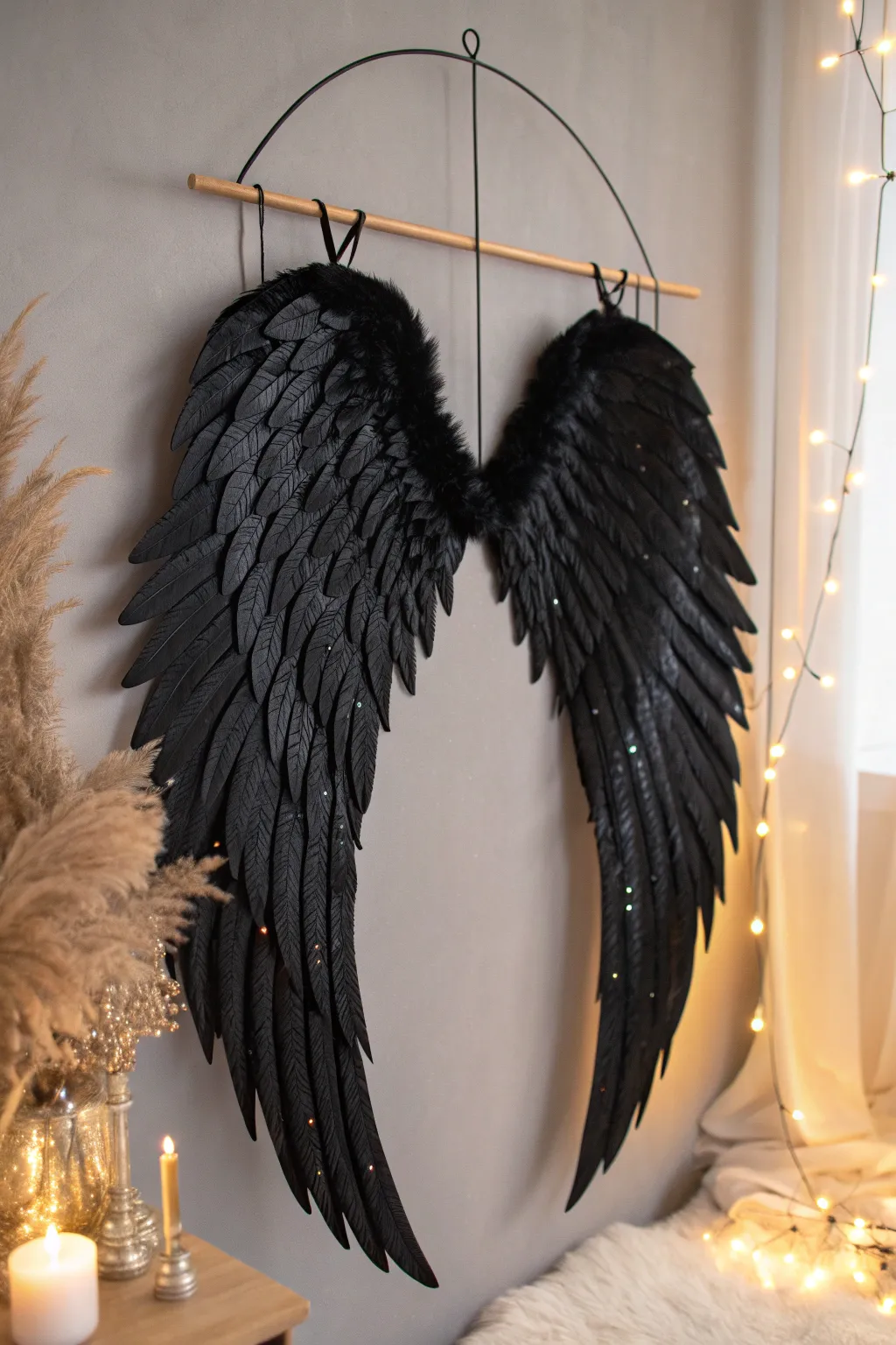 Craft your own ethereal black wings with a touch of celestial sparkle.