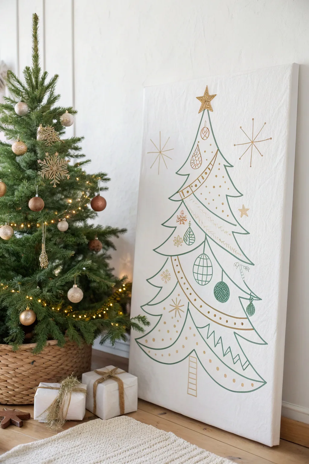Embrace the magic of the season with a minimalist Christmas tree sketch that brings a touch of whimsy to your holiday decor.