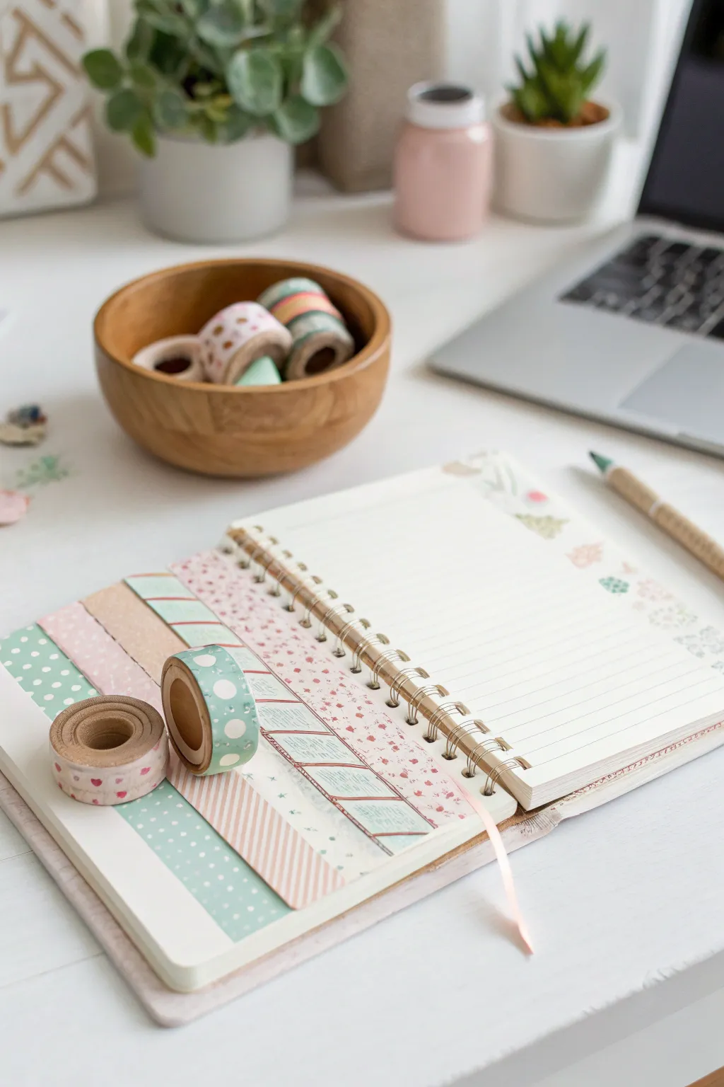 Transform your notebook into a masterpiece with the simple elegance of washi tape wonders.