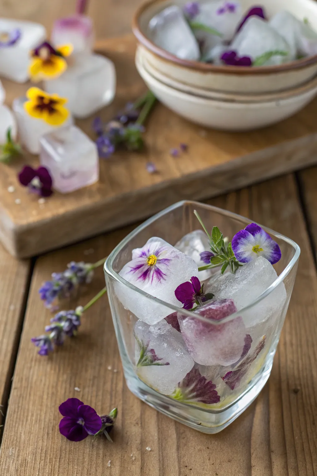 Stunning floral ice cubes perfect for any elegant occasion.