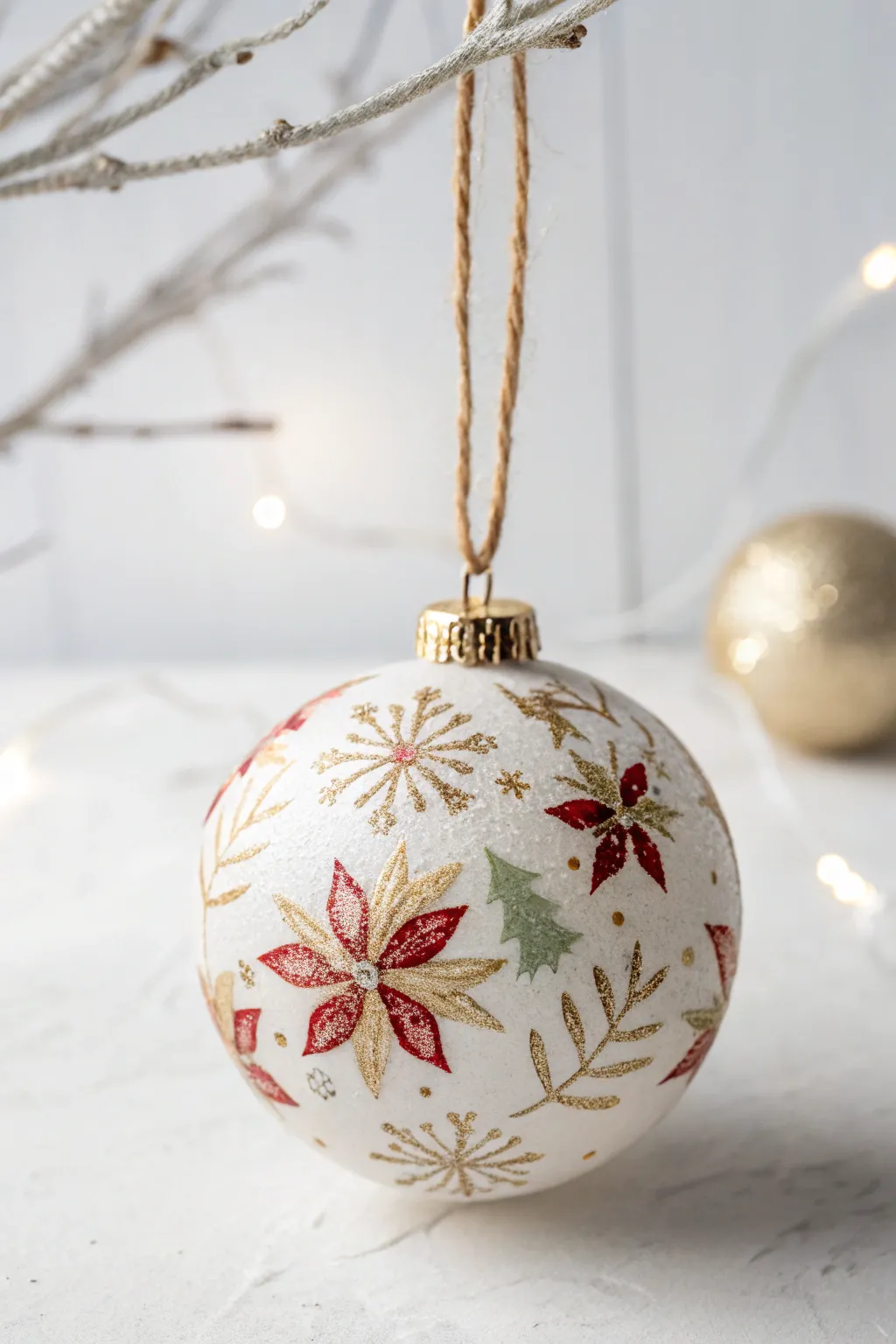 Elevate your holiday decor with handcrafted decoupage ornaments, perfect for a minimalist and boho-inspired Christmas tree.