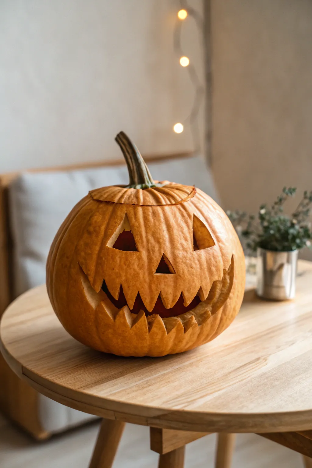 Embrace the whimsical charm of Halloween with a toothy grin pumpkin that delights with its crooked smile.