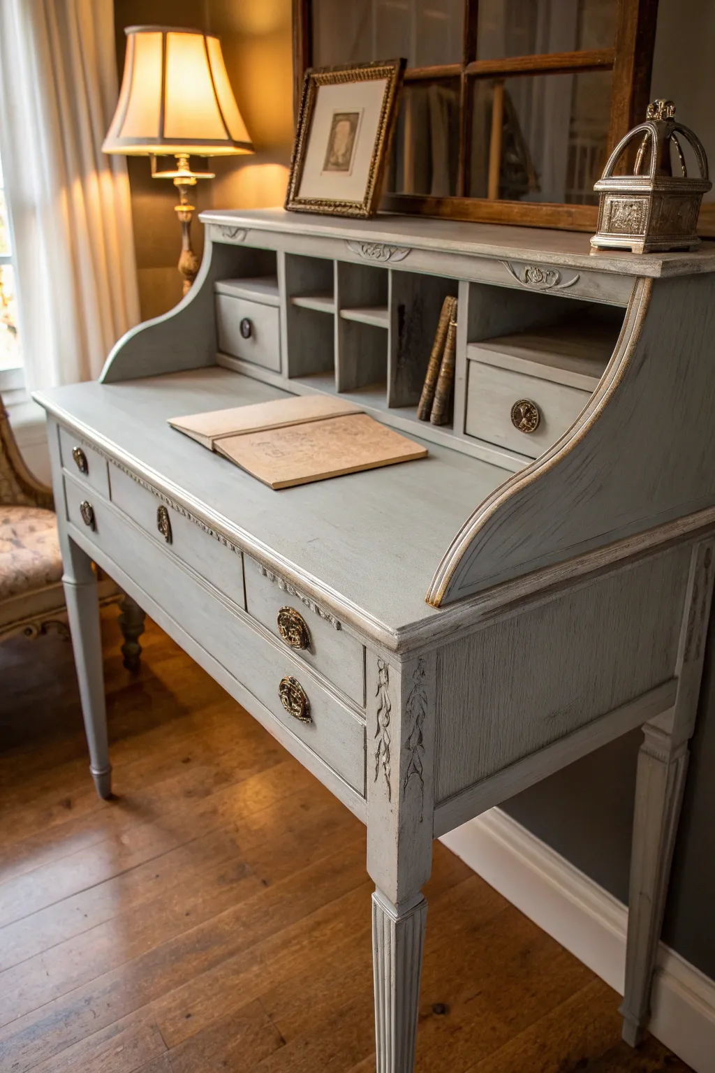 Revitalize your workspace with a touch of vintage charm: Discover the art of chalk paint transformations.