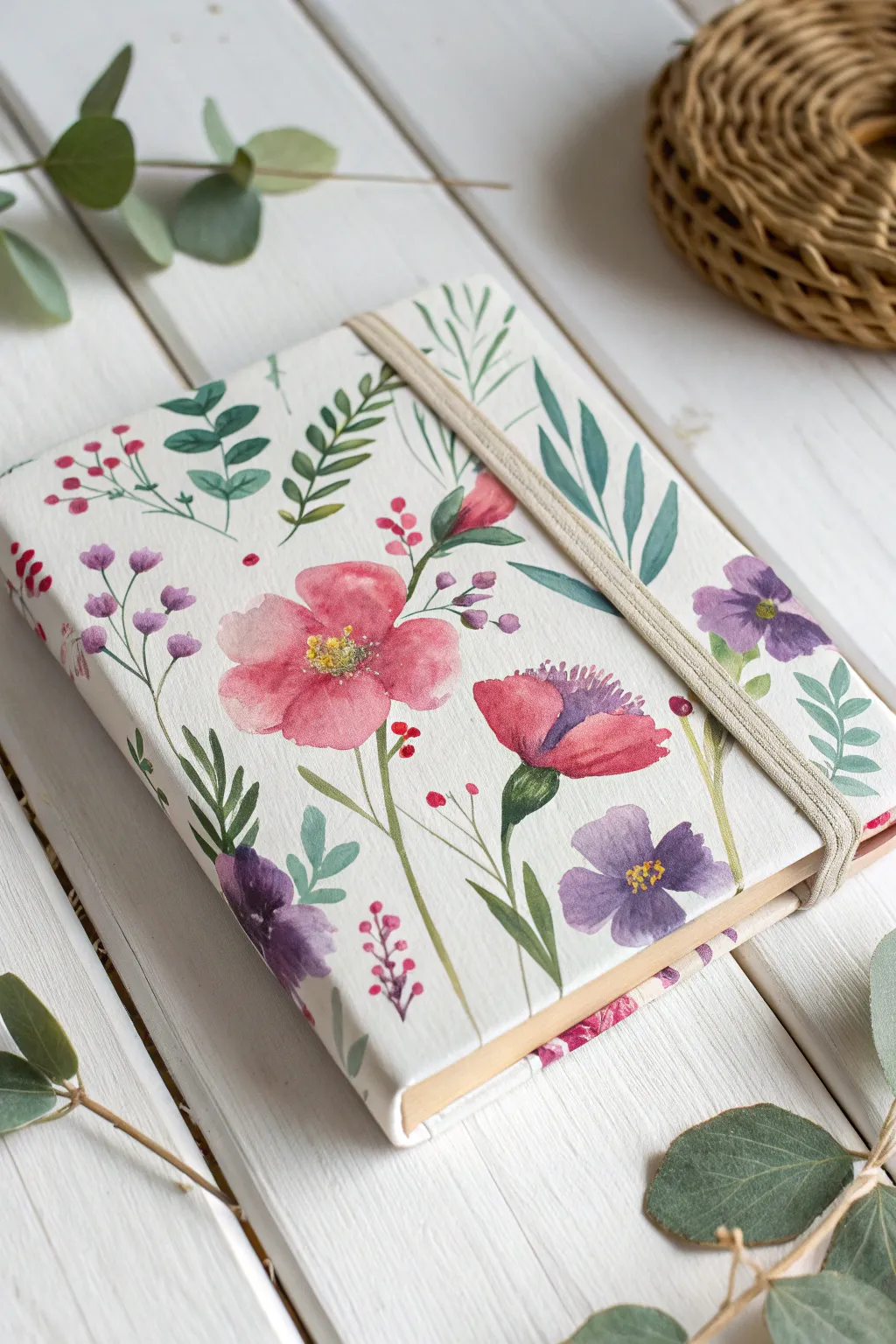 Embrace nature's beauty with a hand-painted floral diary cover, where every page is a journey into a vibrant botanical dream.