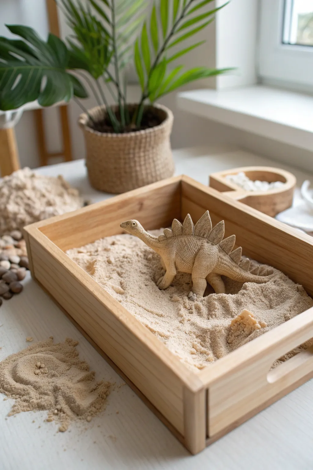 Unearth joy with this minimalist dino dig! 🌿🦕 #ScandinavianStyle #SensoryPlay