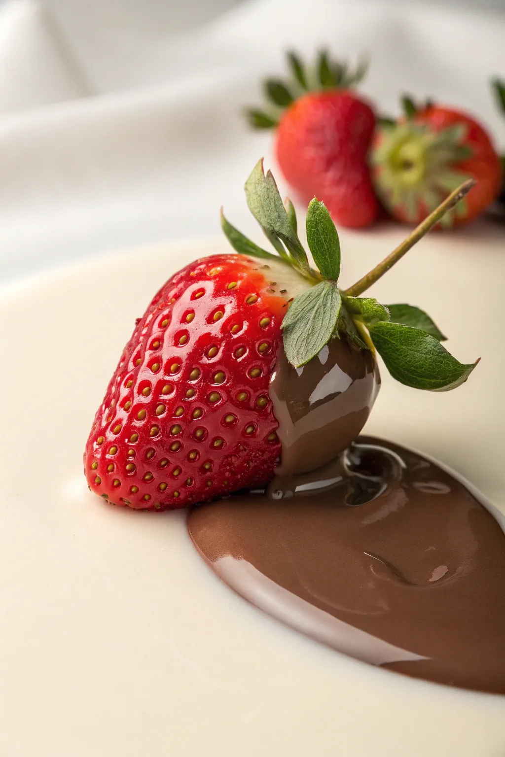 Indulge in the simple elegance of a chocolate-dipped strawberry, where minimalism meets a touch of boho flair.