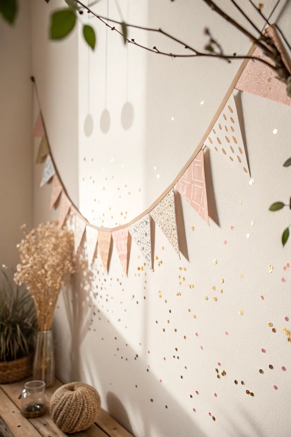 Elevate your celebrations with a charming DIY paper and confetti banner, blending minimalist elegance with a playful touch.