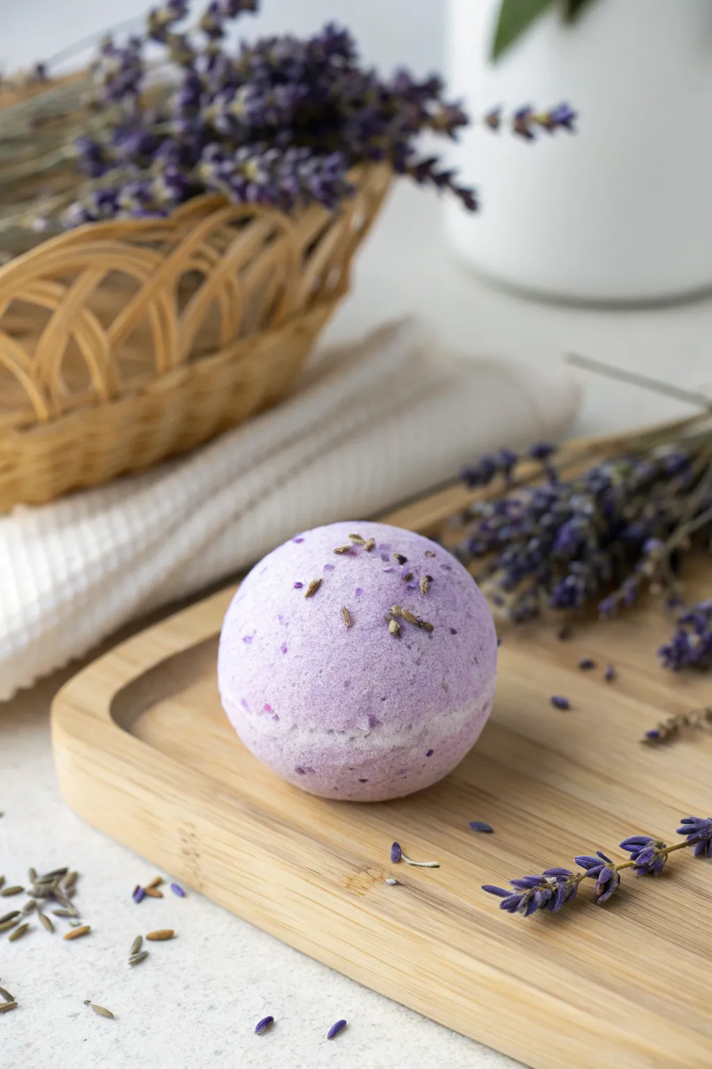 Indulge in a Classic Lavender Dream with this handcrafted bath bomb, where simplicity meets serene elegance.