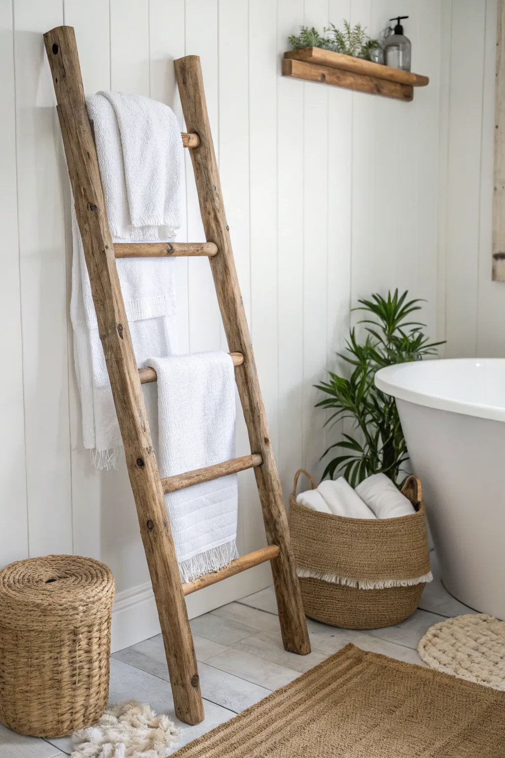 Upcycle with style: Turn an old ladder into charming towel storage!