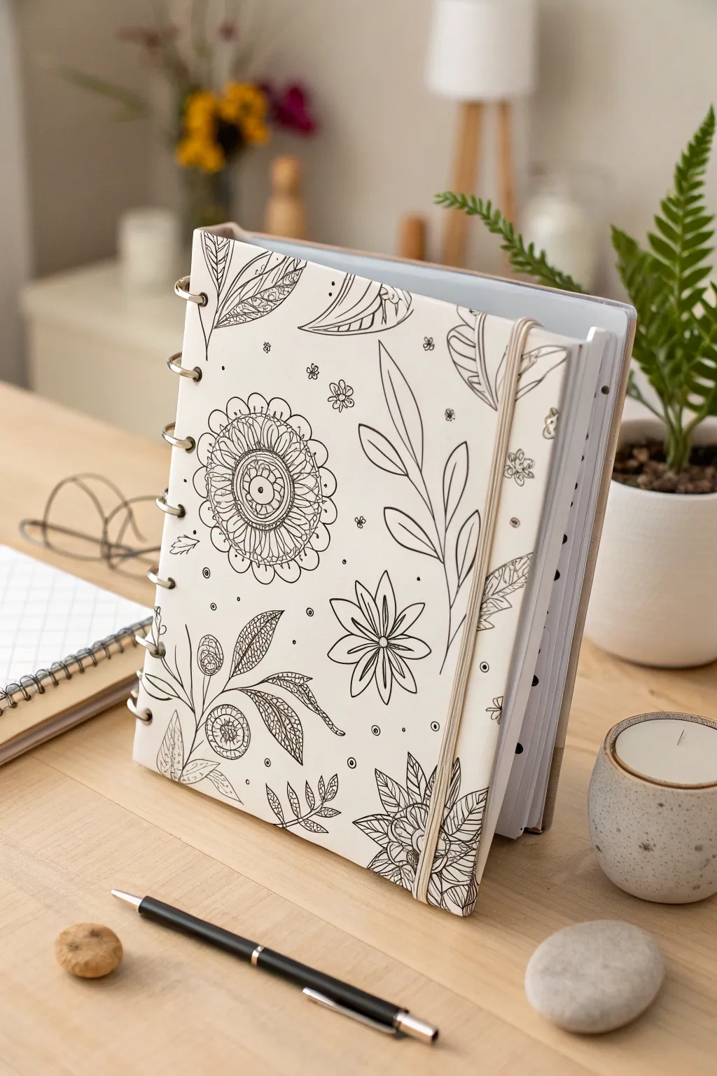 Unleash your creativity with hand-drawn binder covers that blend minimalist elegance with a boho touch.