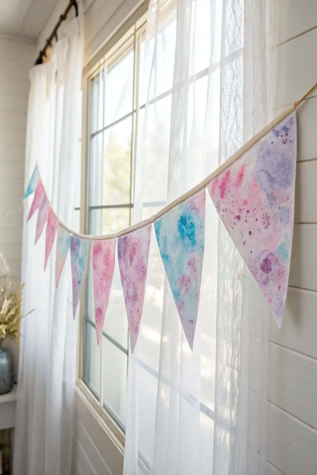 Add a touch of dreamy artistry to your celebration with a watercolor splash banner!