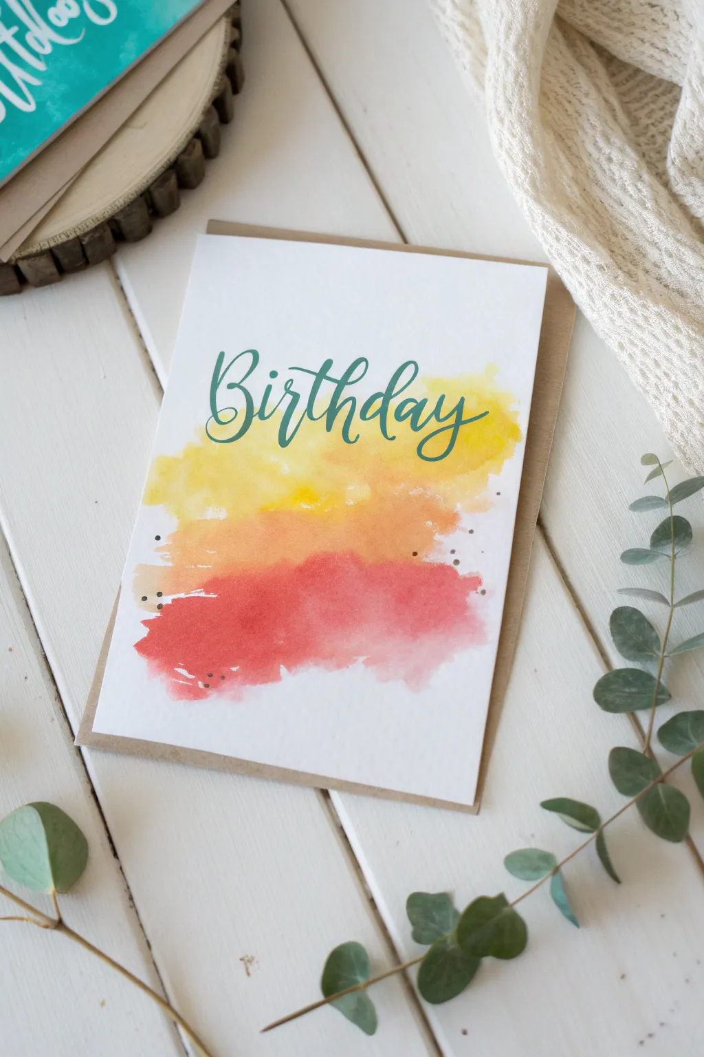 Craft a splash of joy with this vibrant watercolor birthday card, blending minimalist elegance with boho charm. Perfect for adding a touch of handcrafted beauty to any celebration!