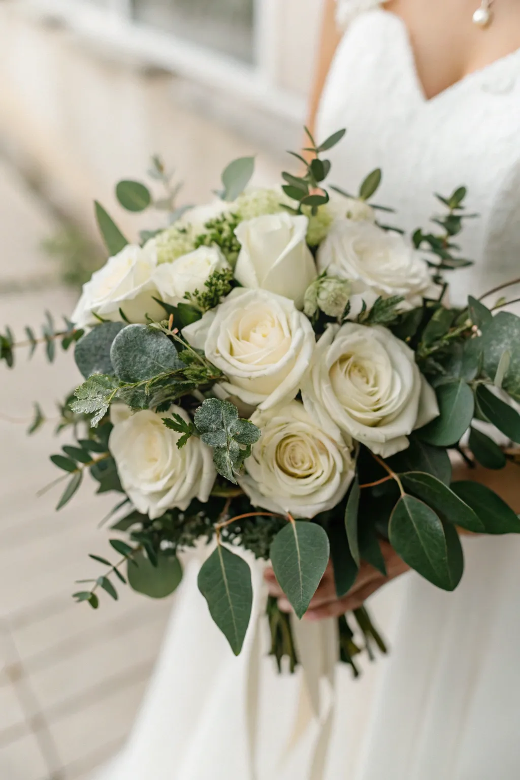 Embrace timeless beauty with a classic white rose bridal bouquet, perfect for your elegant wedding day.