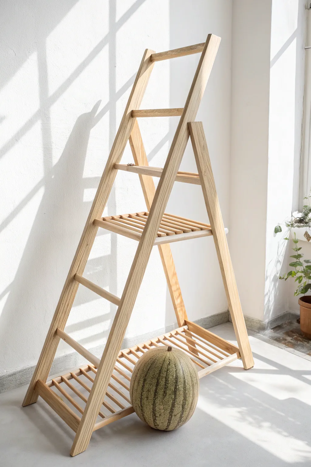 Elevate your garden with a touch of minimalist elegance: the perfect inclined trellis for thriving cantaloupes.