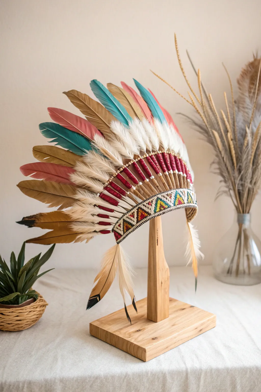 Elevate your carnival look with a stunning DIY feathered headdress. Embrace simplicity and natural beauty in every detail.