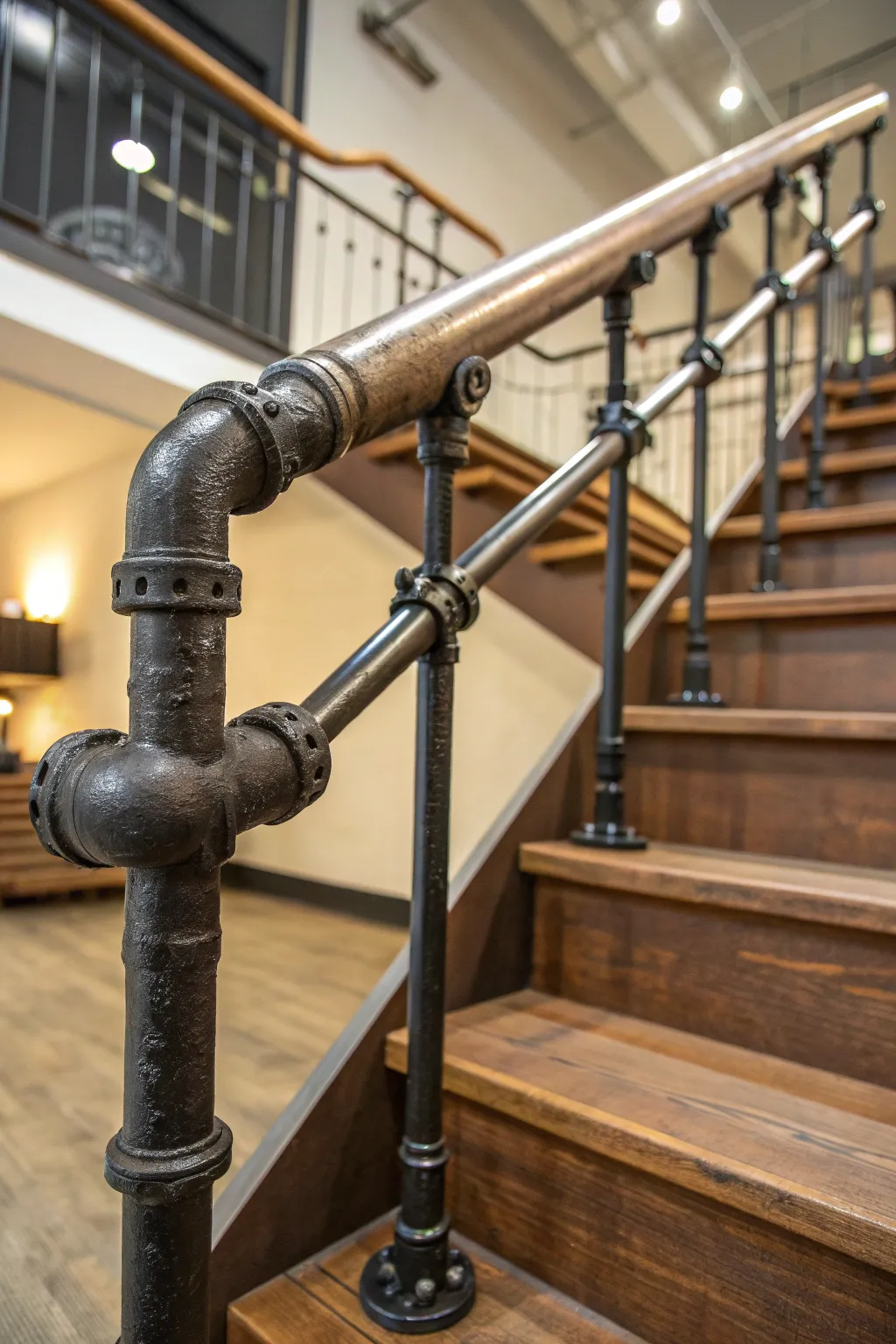 Transform your stairs with a touch of industrial charm using repurposed pipes. Simple, stylish, and sustainable!