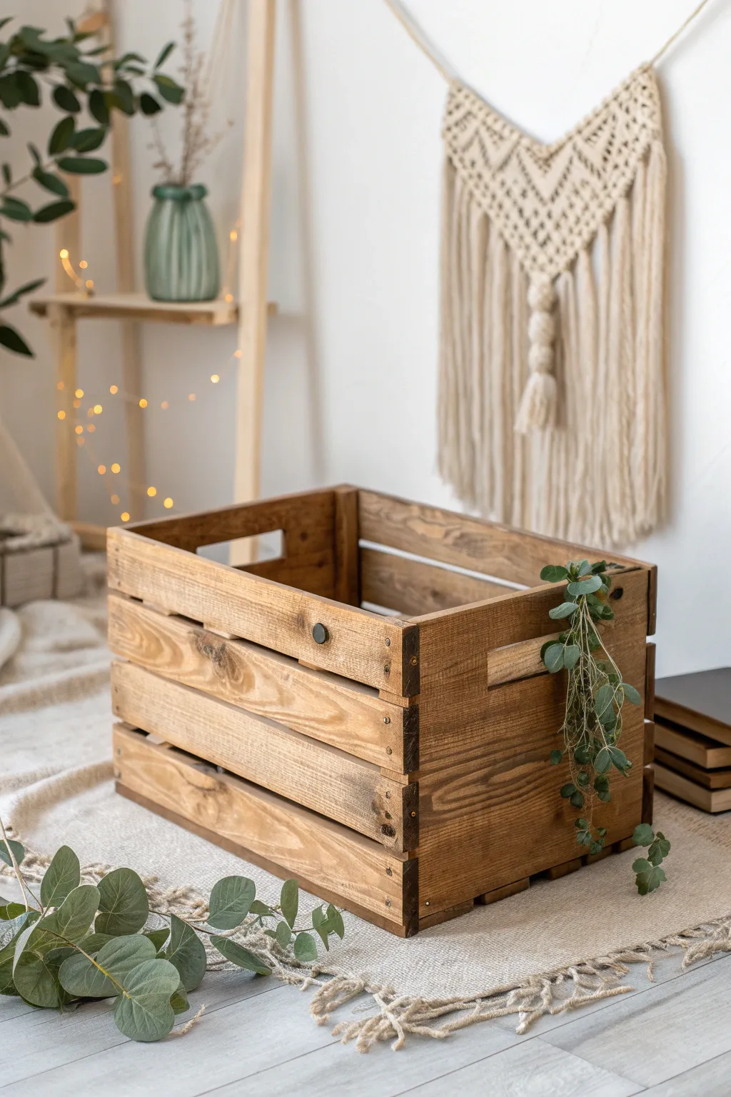 Elevate your holiday decor with the timeless charm of a rustic wooden crate base.