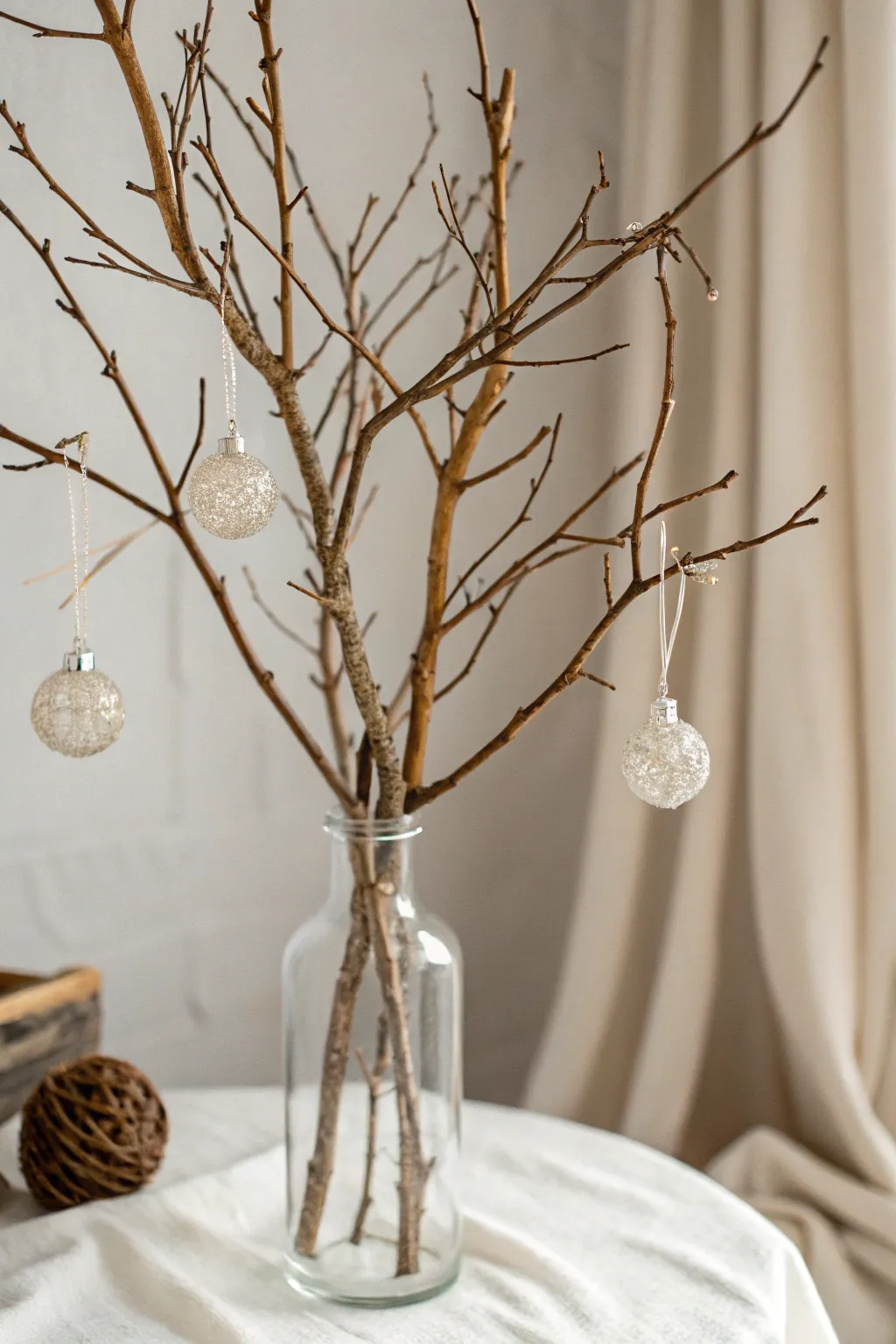 Elevate your holiday decor with a rustic twig tree—nature's simplicity with a hint of sparkle.
