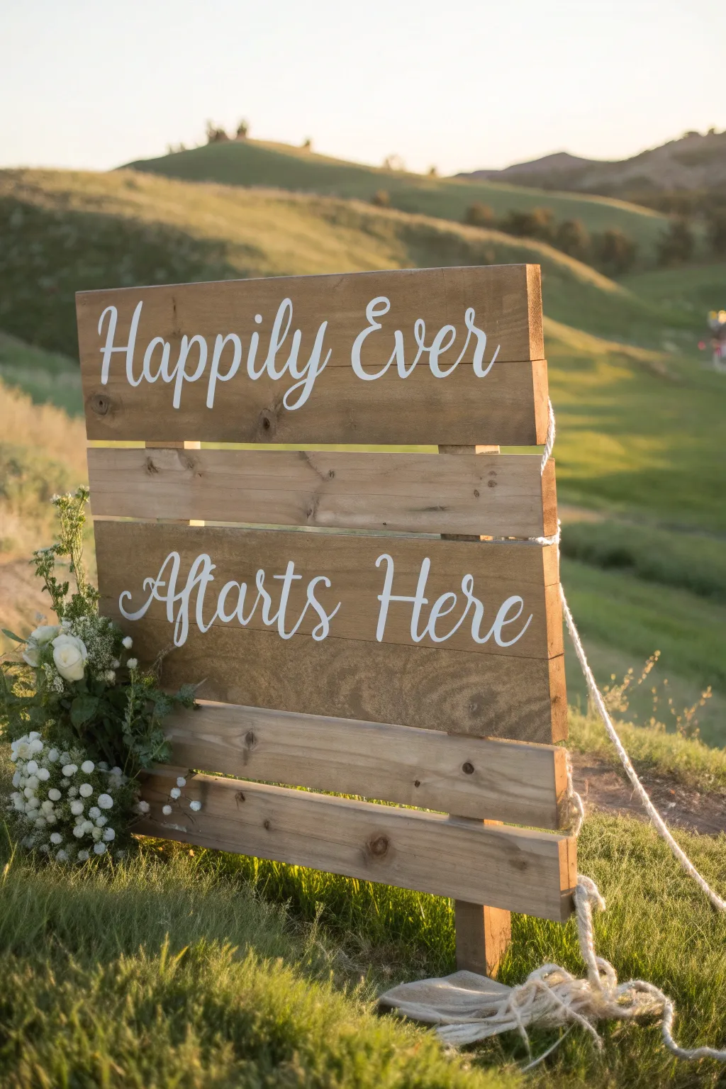Guide your guests with charming rustic wooden signage for a dreamy country wedding.