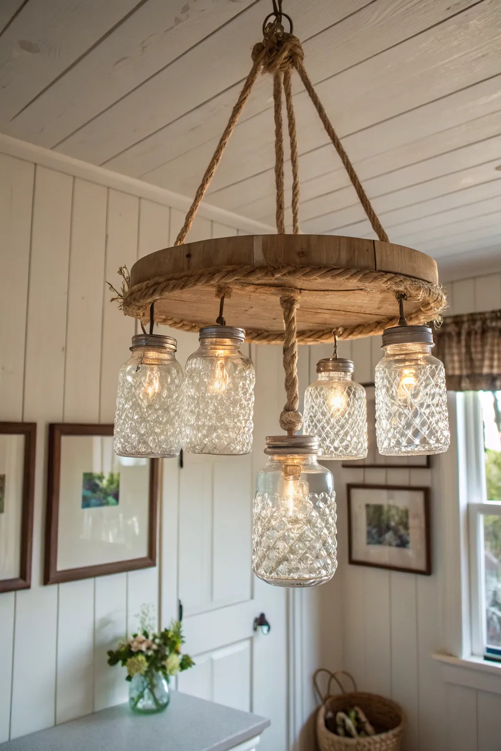 Transform your space with a stunning DIY upcycled mason jar chandelier, where rustic charm meets elegant simplicity.