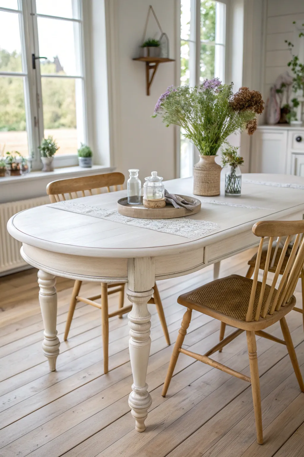 Transform your dining space with the magic of chalk paint and embrace the serene beauty of Scandinavian minimalism with a boho twist.