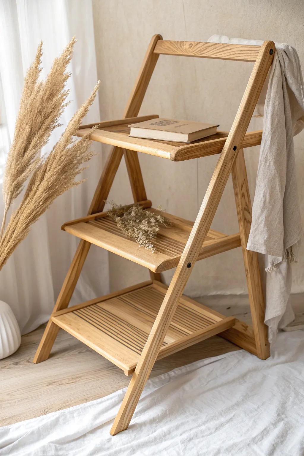 Elevate your craft show display with these chic collapsible wooden shelves—where simplicity meets style.