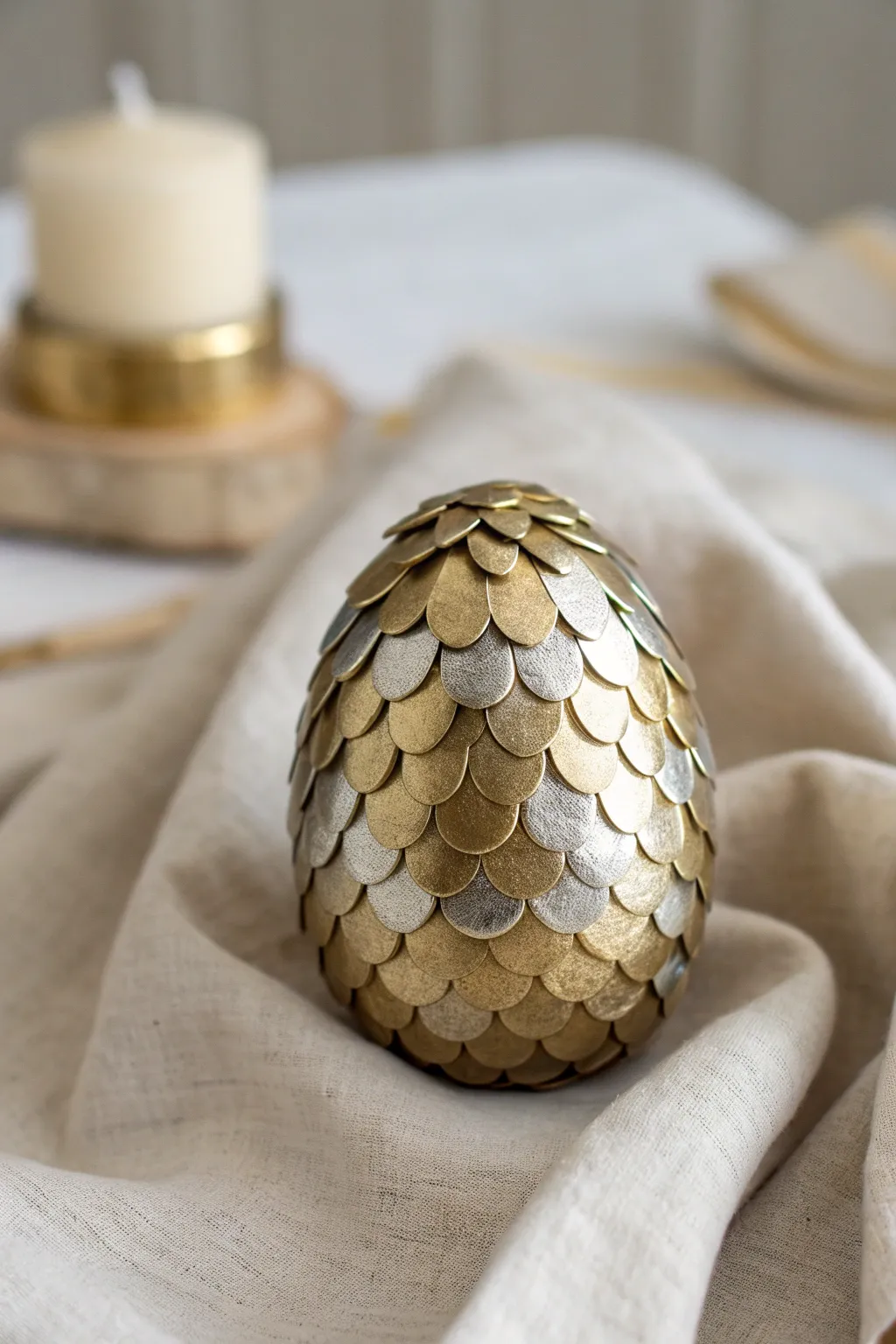 Craft your own shimmering dragon egg with simple materials for a touch of fantasy elegance.