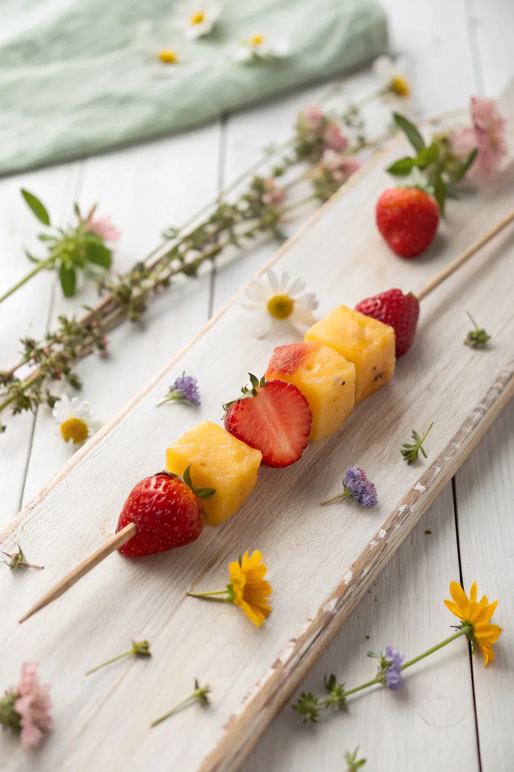 Savor the colors of nature with this delightful fruit skewer!