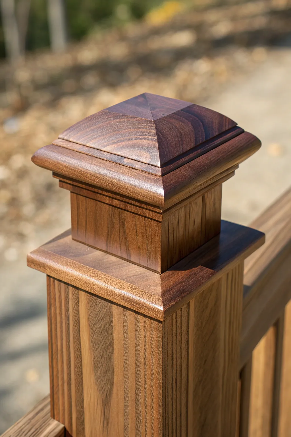 Embrace timeless elegance with a handcrafted wooden post cap.
