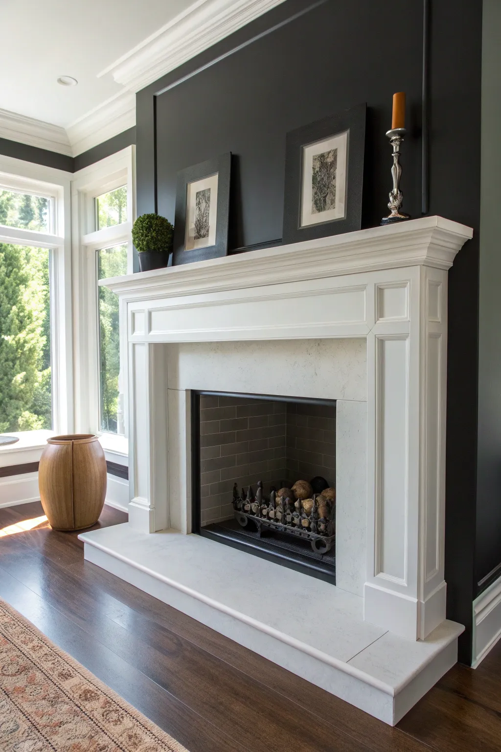 Elevate your living space with the sleek charm of a minimalist fireplace.
