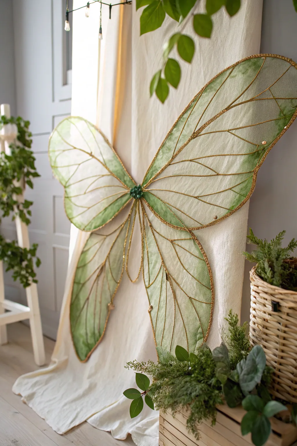Ethereal Elegance: Handcrafted Leafy Fairy Wings for Your DIY Costume