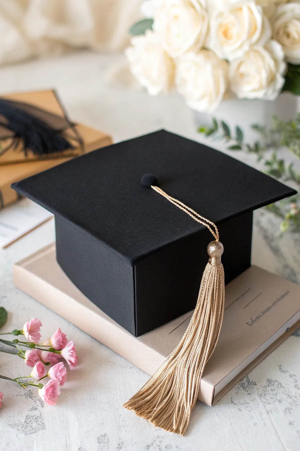 Celebrate with style: A chic DIY graduation cap box that's as thoughtful as it is beautiful.
