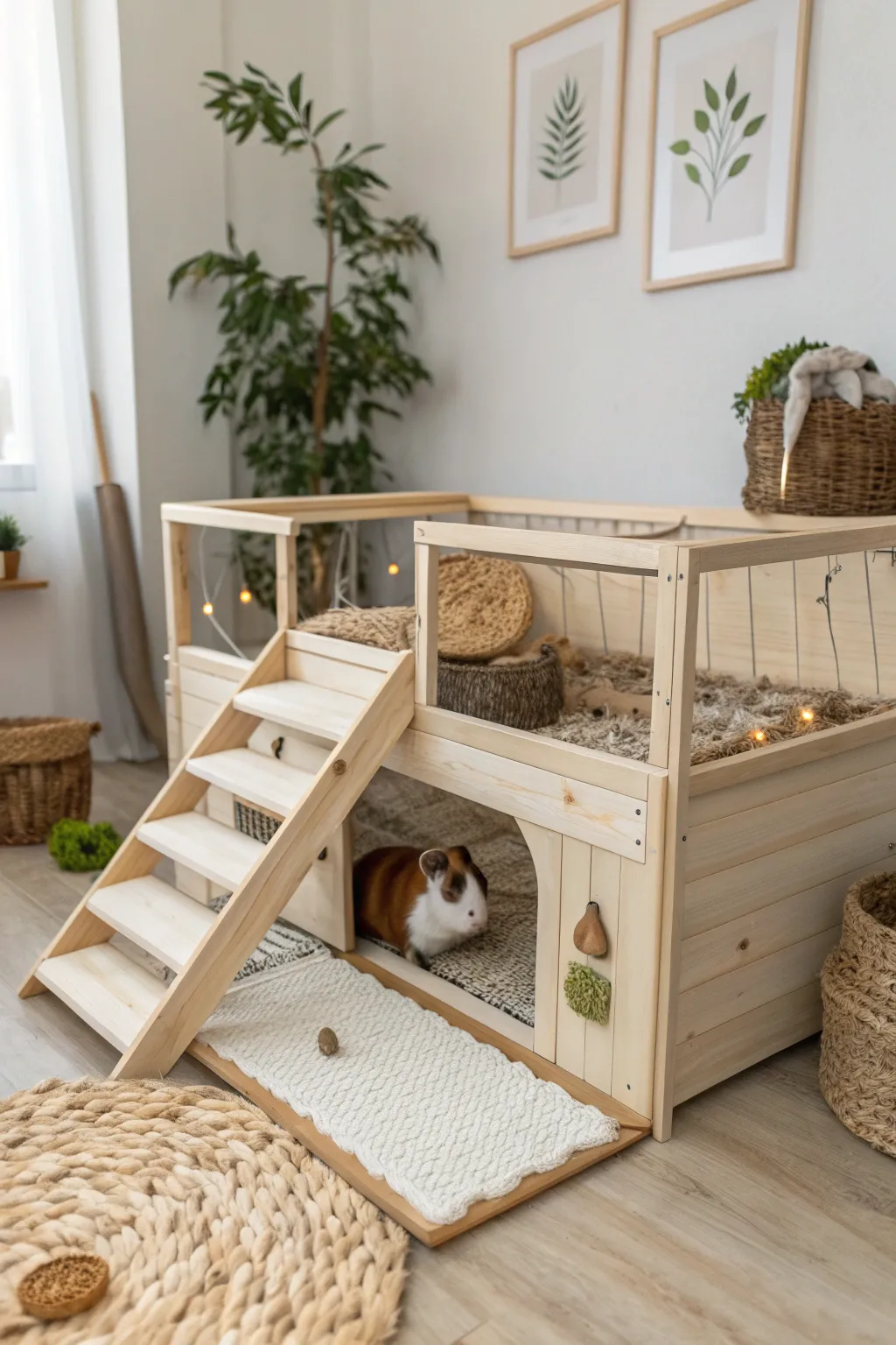Elevate your guinea pig's playtime with a chic, multi-level playpen designed for endless exploration and joy.