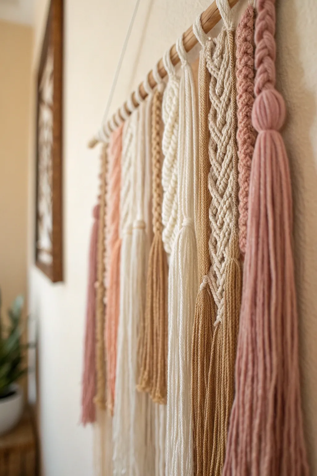 Add warmth and texture to your home with a handcrafted yarn wall hanging. Perfect for a cozy, minimalist space. 🌿✨