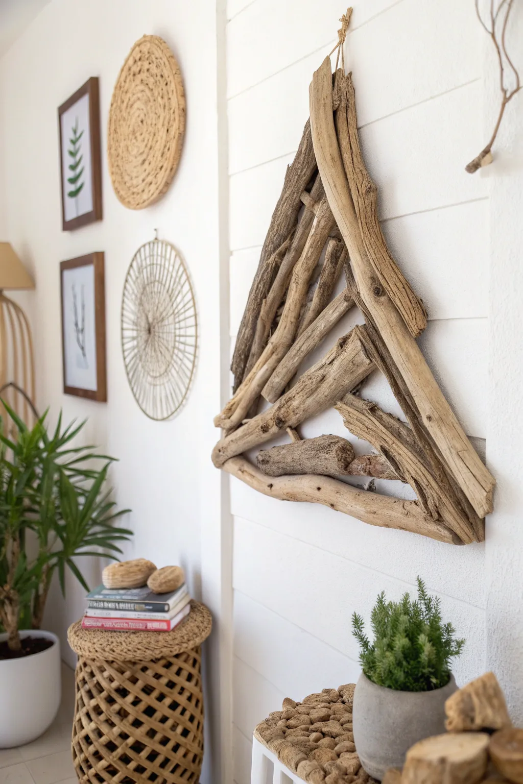 Bring the tranquility of the lake indoors with handcrafted driftwood art. 🌿✨ #ScandiBoho #NaturalBeauty
