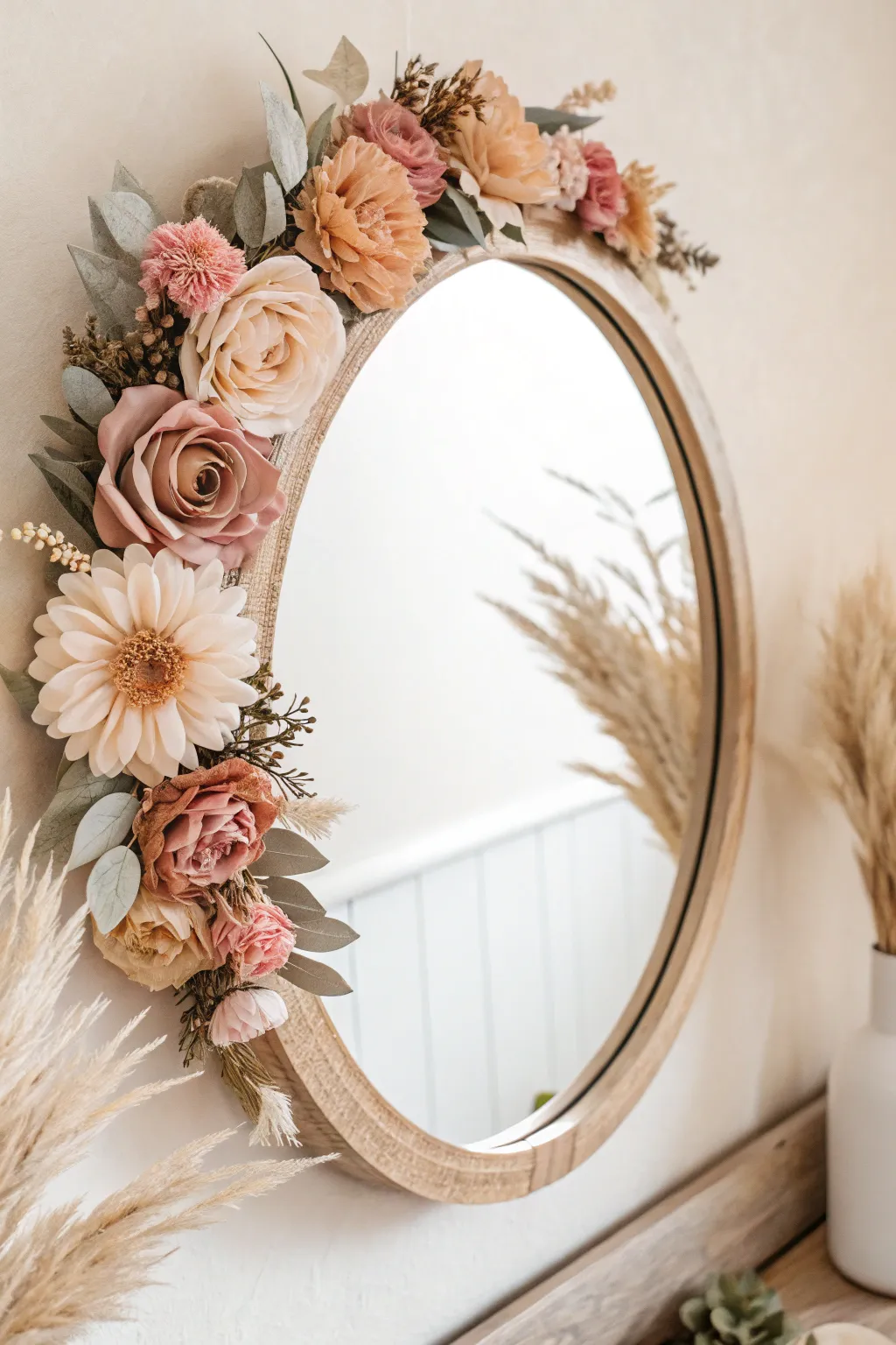 Transform your space with a touch of floral fantasy — an easy, chic DIY mirror decor that blends boho charm with minimalist elegance.