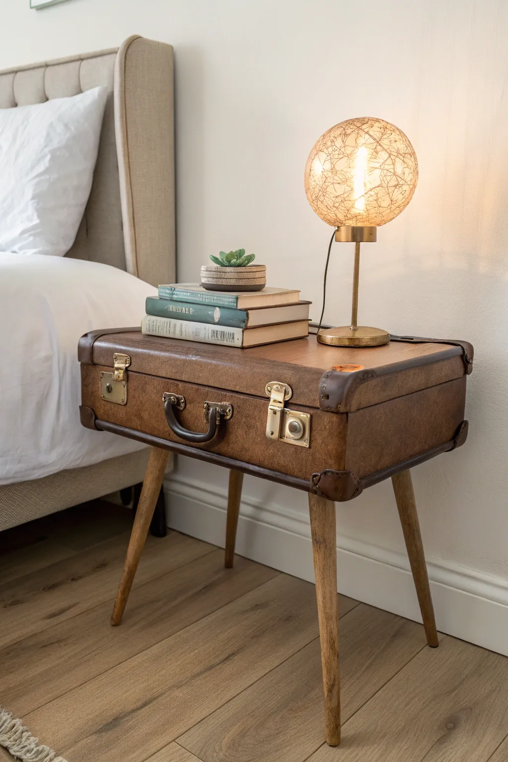 Transform vintage chic into bedside elegance with this suitcase nightstand DIY!