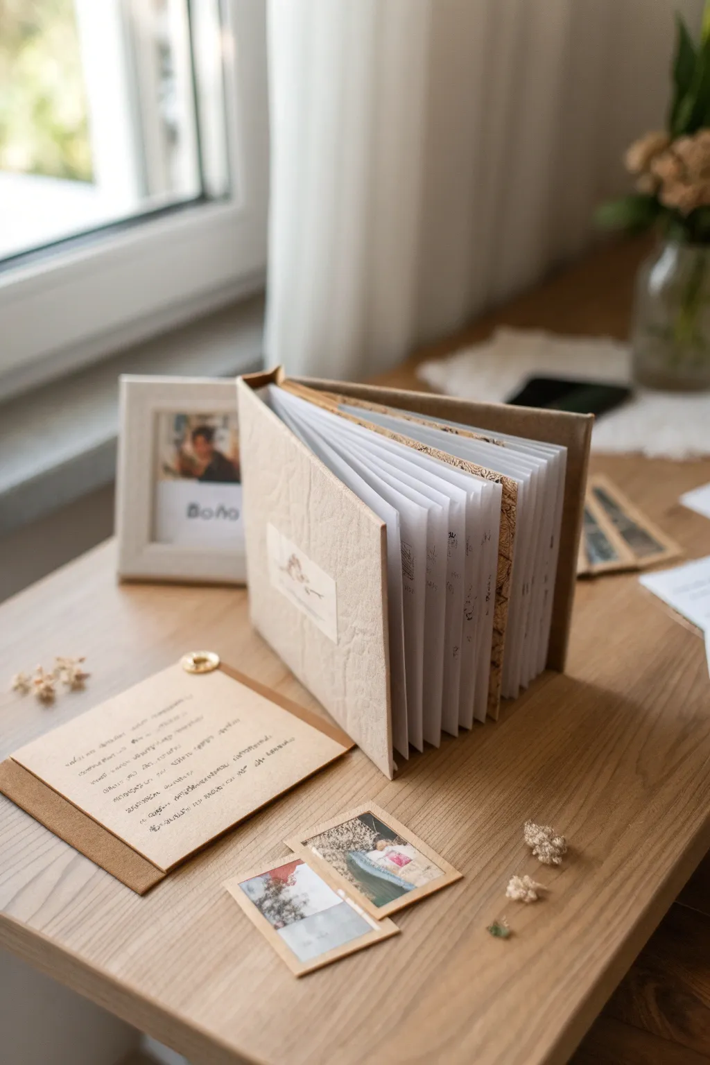 Craft your memories with elegance: Discover the charm of an accordion-style photo album, where minimalism meets a touch of Boho creativity.