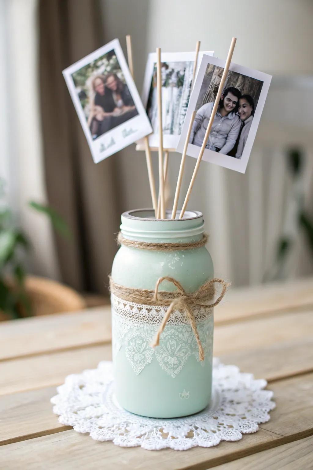 Transform a simple mason jar into a charming DIY photo centerpiece that tells your story with style.