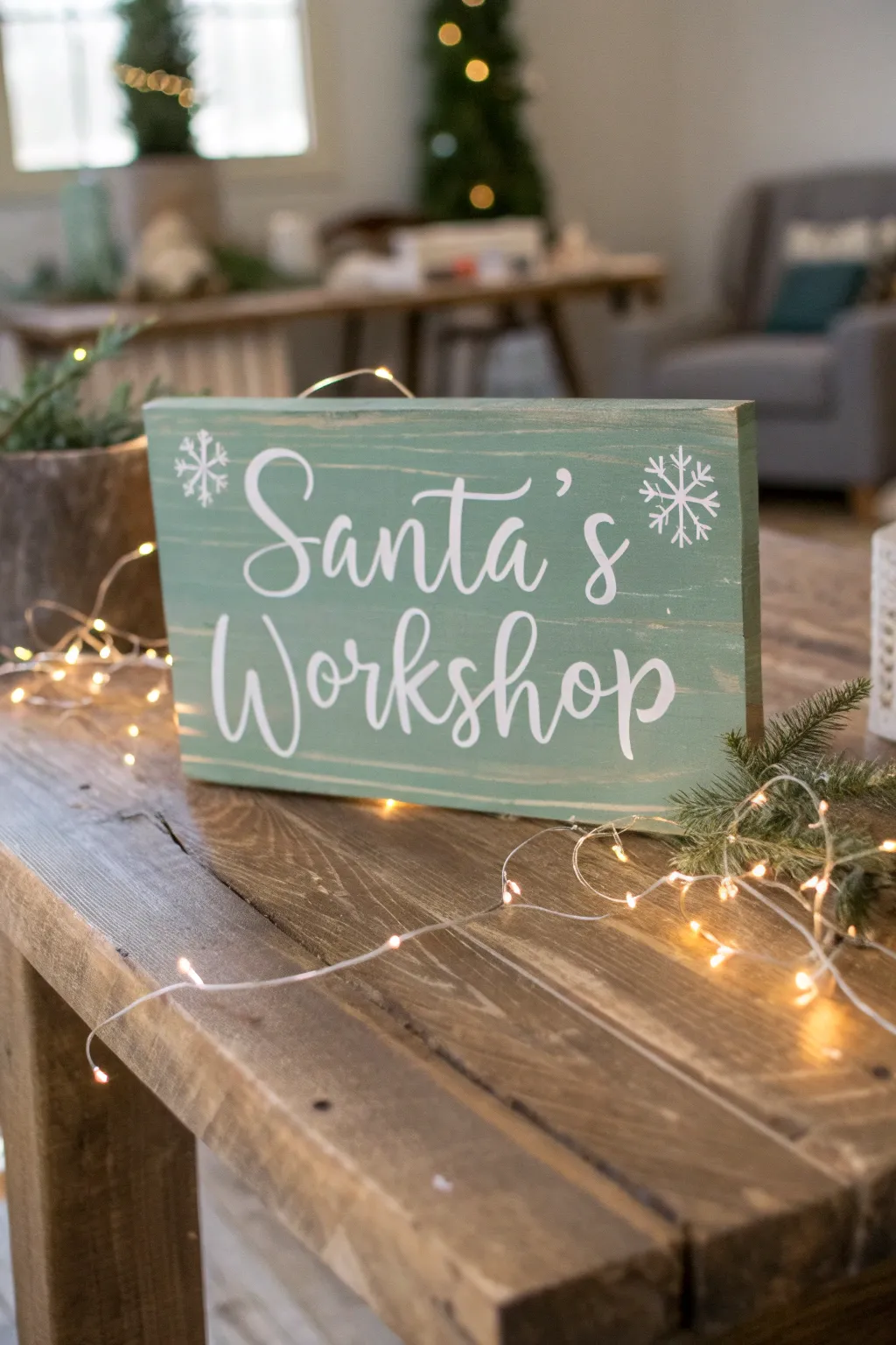Add a touch of magic to your home with a handcrafted Santa's Workshop sign, where simplicity meets festive charm.
