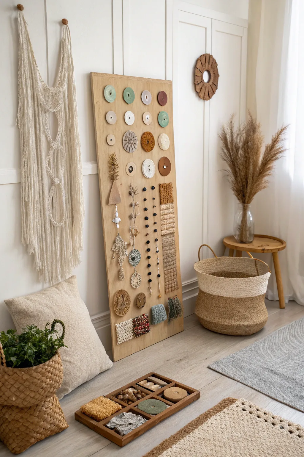 Embrace the art of touch with this DIY tactile wall panel, a perfect blend of minimalist design and boho charm.