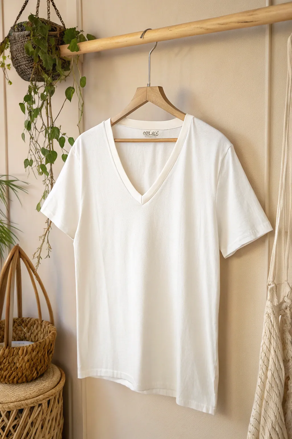 Transform your T-shirt with a chic V-neck cut for effortless elegance.