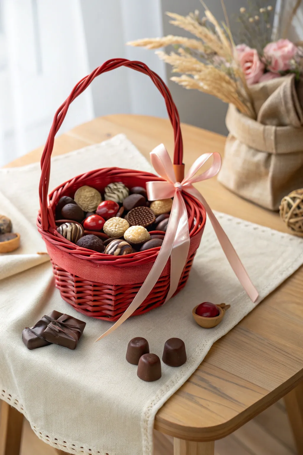 Sweet declarations of love in a basket—minimalist charm with a touch of indulgence. #ValentinesDIY