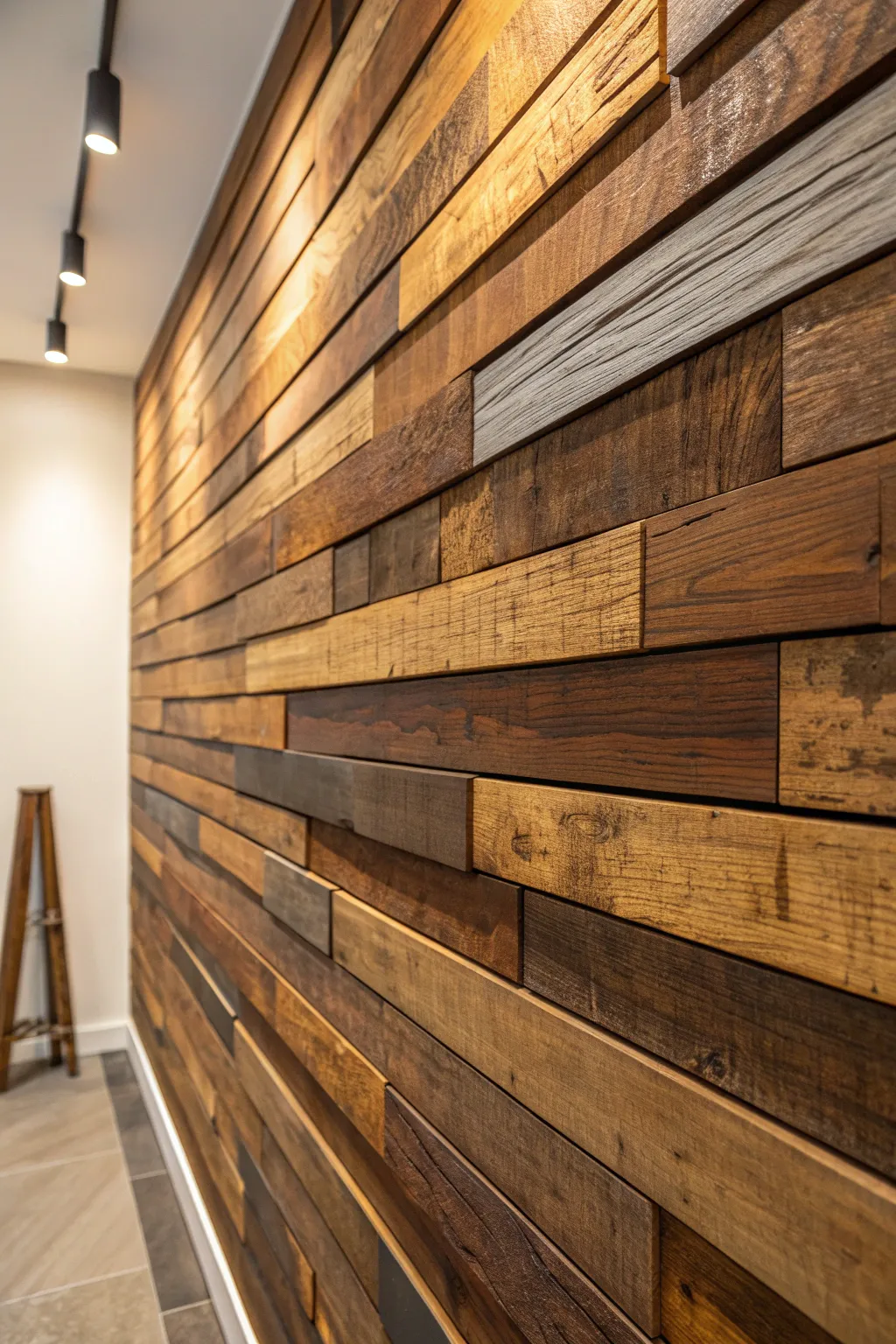 Transform your space with the timeless elegance of a handcrafted wooden slat wall.
